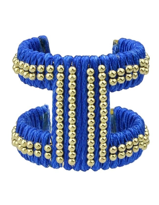 Blue Braided Rope Cuff Bracelet