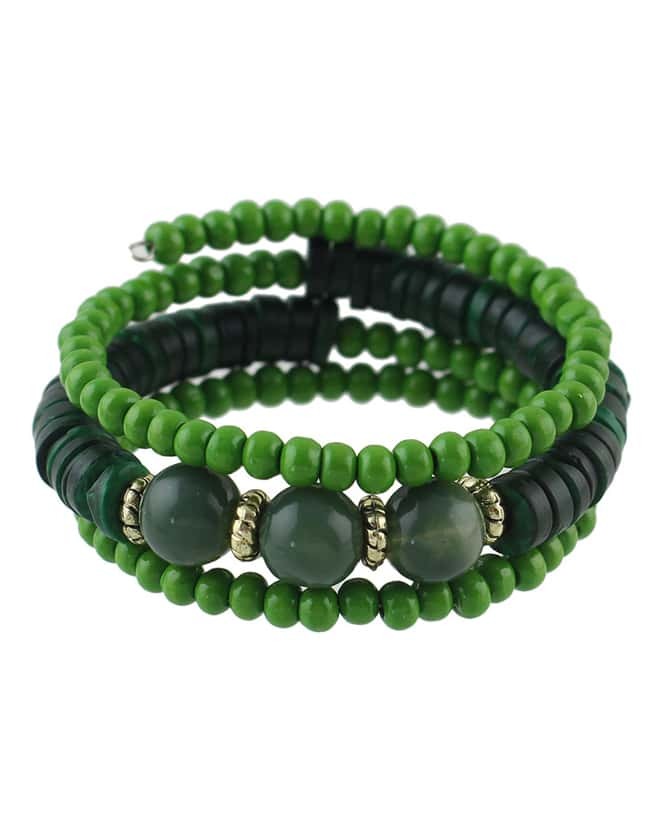 Green Wood Bead Bracelet