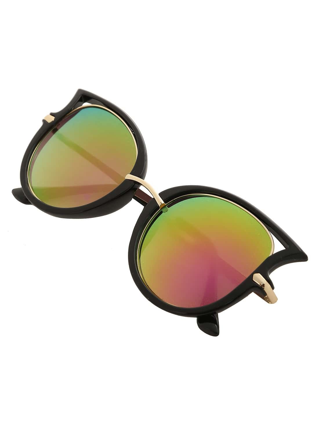 Cutout Cat Eye Golden Lenses Sunglasses