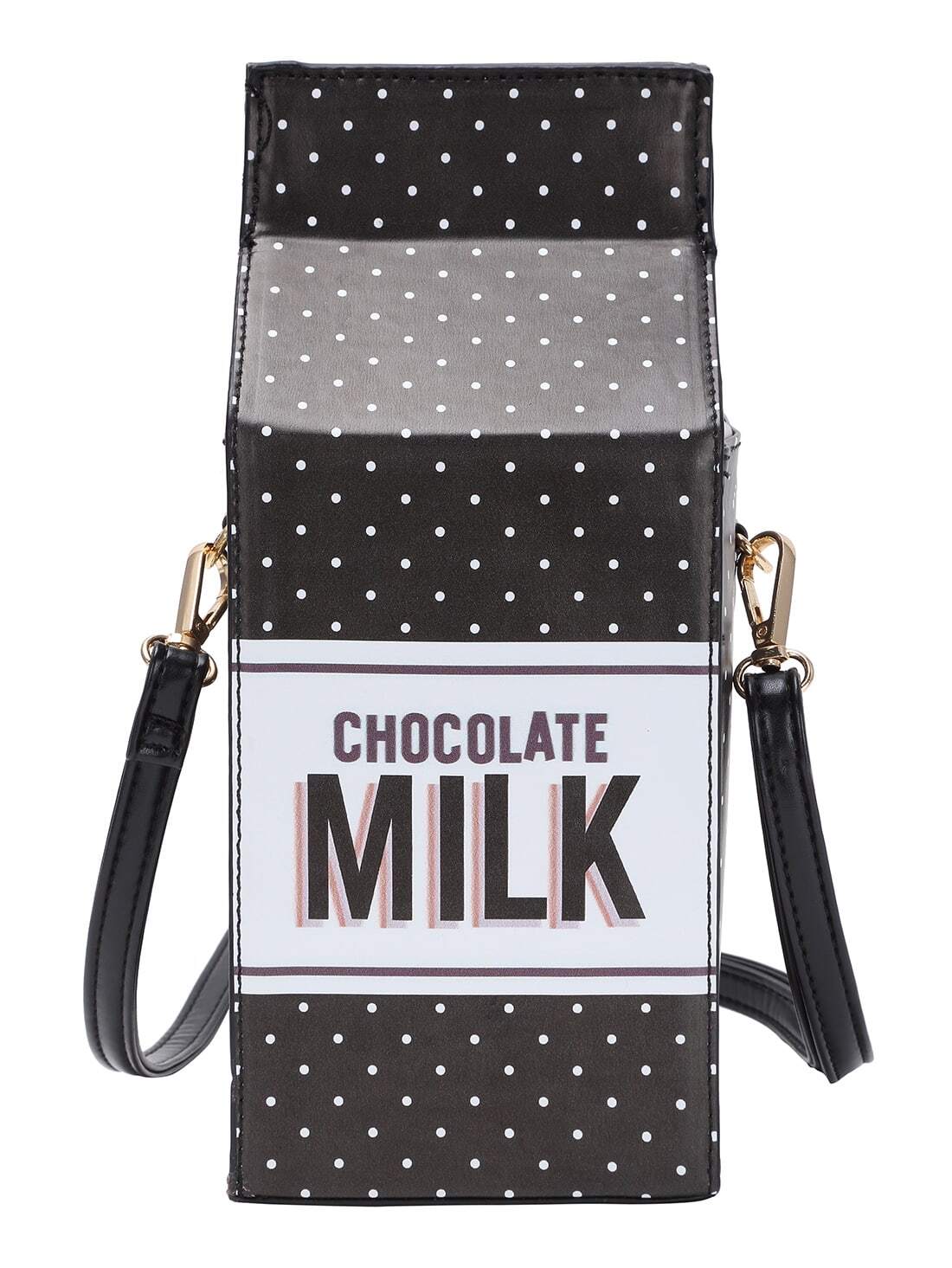 Dot Print Milk Carton Shaped Shoulder Bag