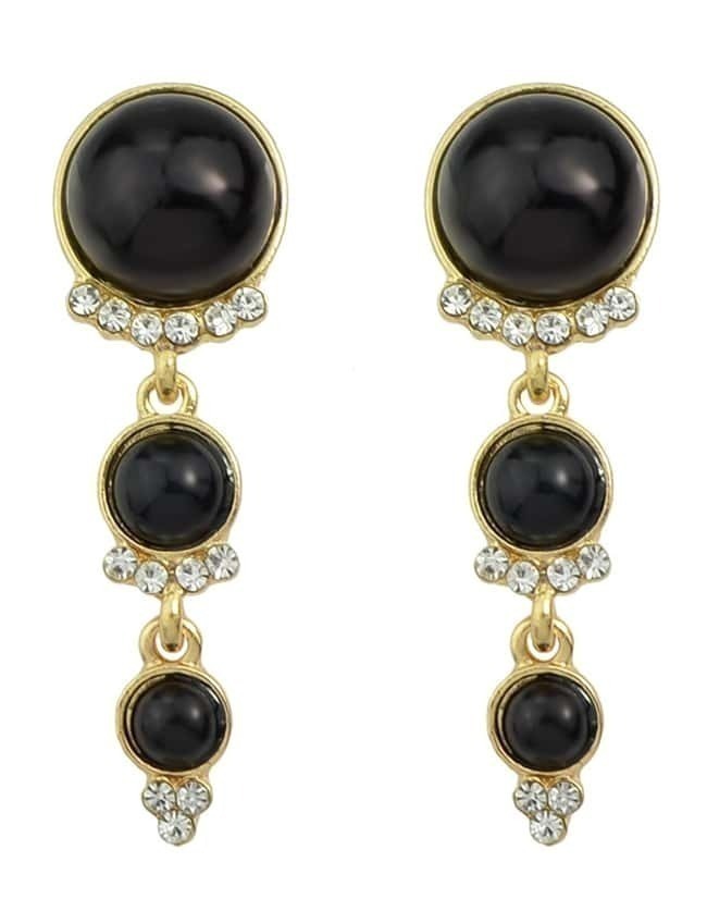 Black Long Hanging Pearl Earrings