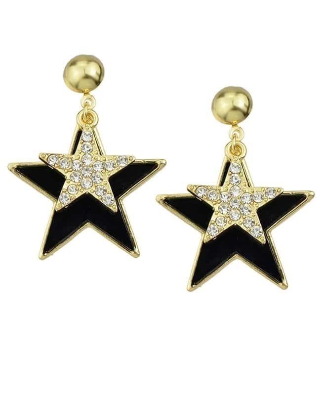 Black Enamel Star Stud Earrings