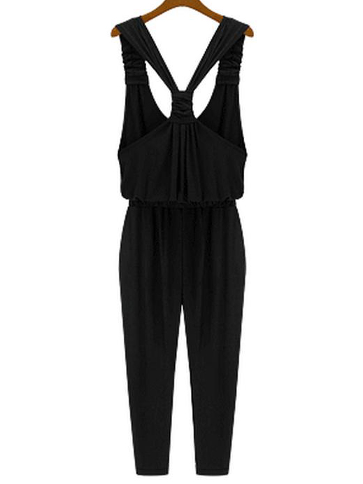 Ruched Strap Back Knotted Jumpsuit