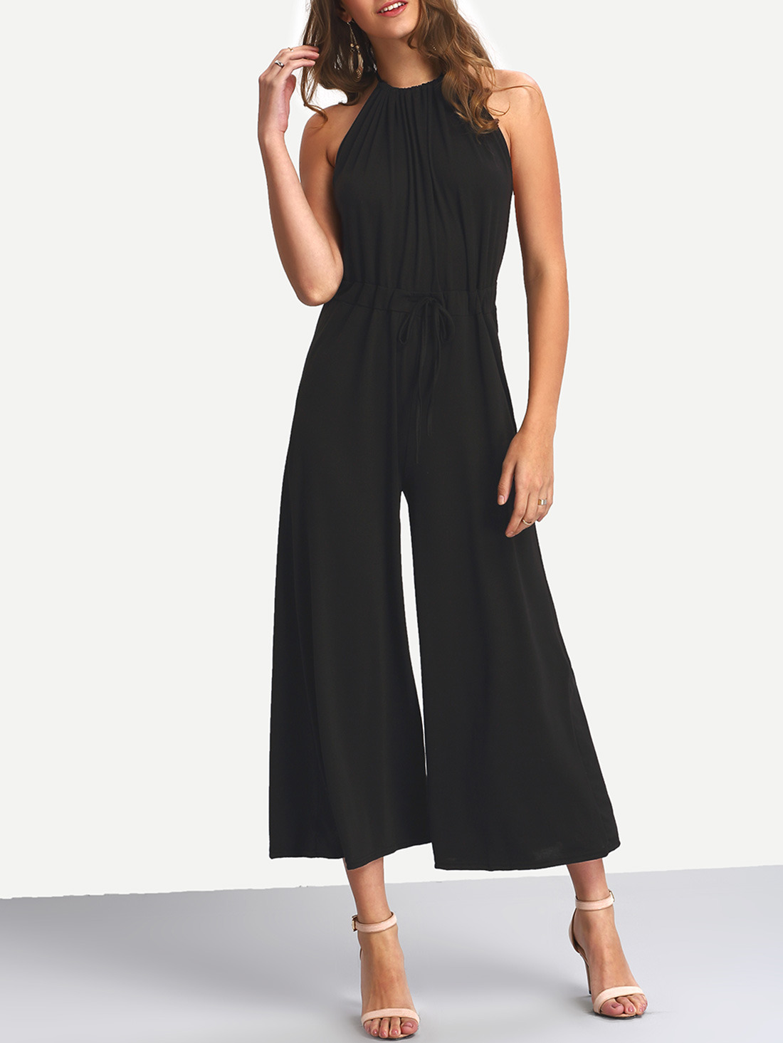 Halter Backless Wide Leg Jumpsuits