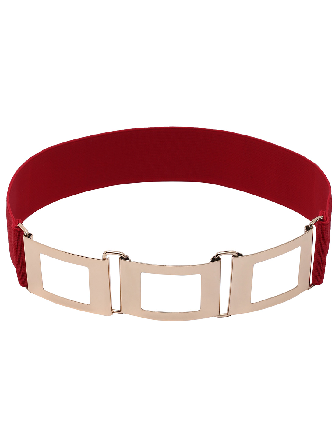 Polished Interlock Buckle Red Elastic Belt