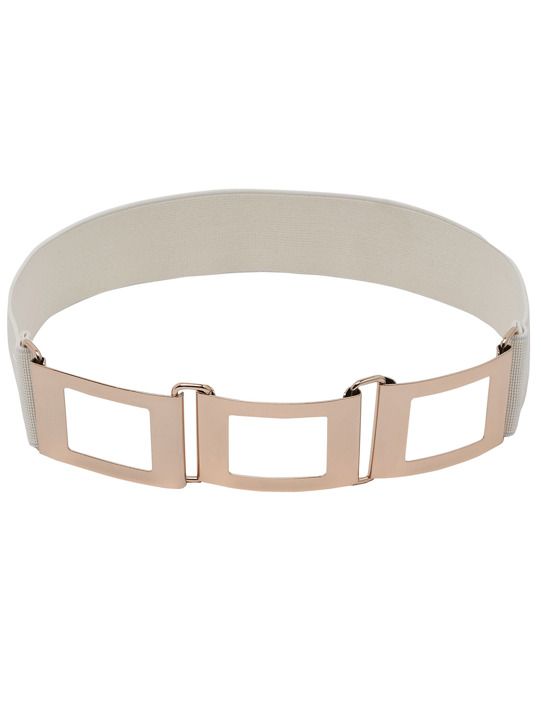 Polished Interlock Buckle Off-white Elastic Belt