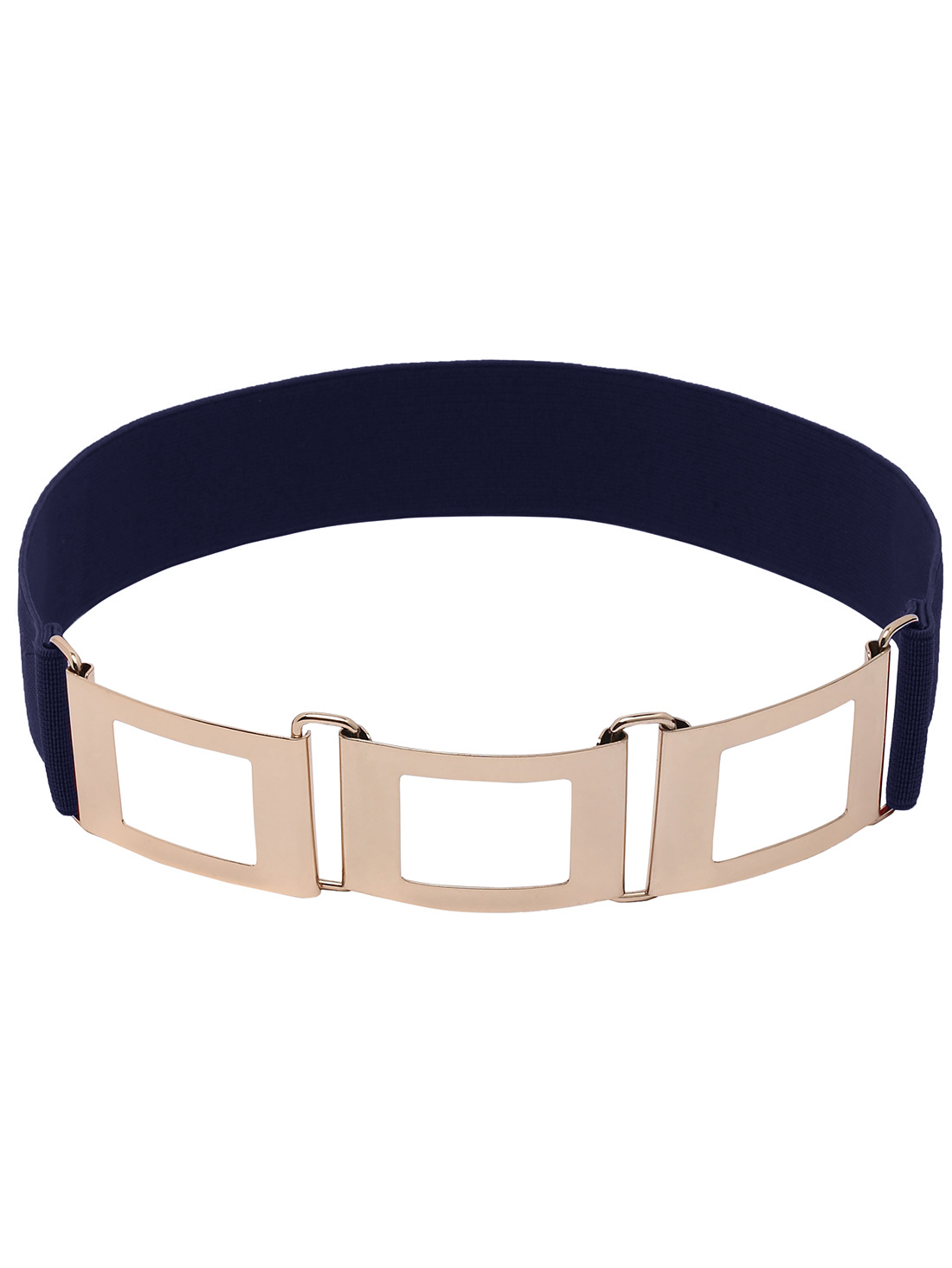 Polished Interlock Buckle Blue Elastic Belt