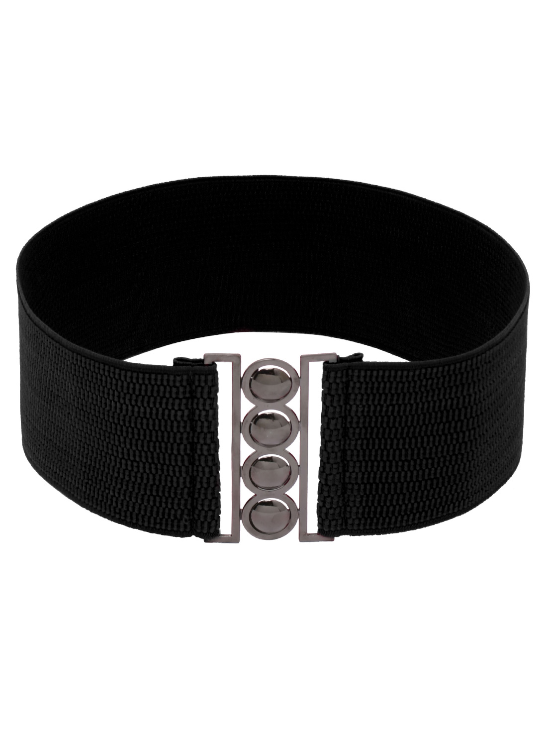 Polished Interlock Buckle Black Wide Elastic Belt