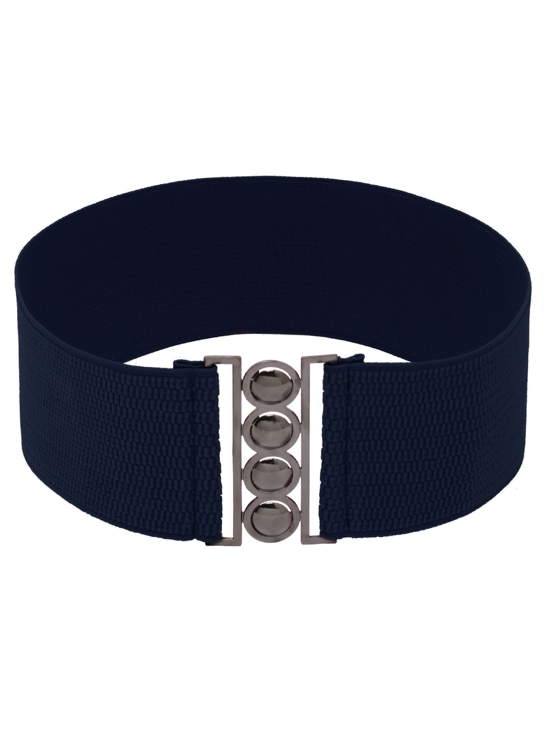 Polished Interlock Buckle Blue Wide Elastic Belt