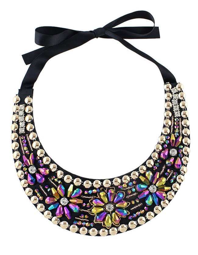 Colorful Beads Flower Collar Necklace