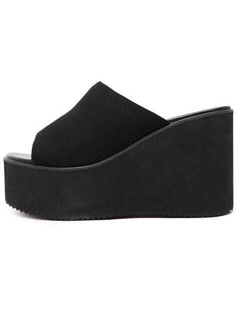 Black Suede Wedges Sandals