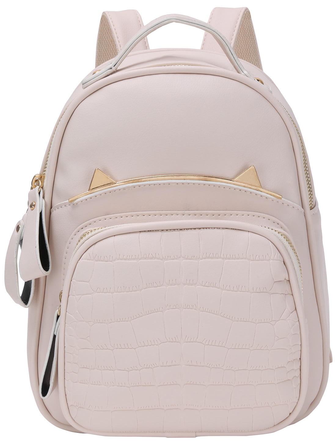 Crocodile Embossed Metal Bar Accent Backpack