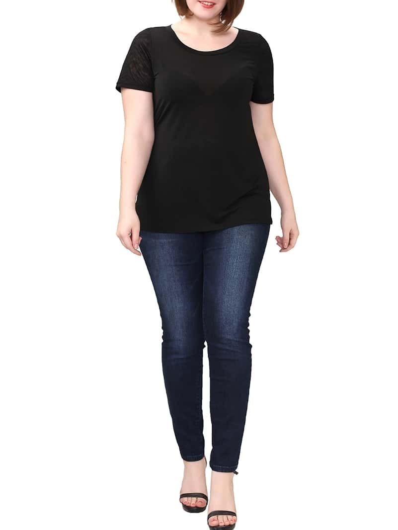 Black Round Neck Plus T-shirt