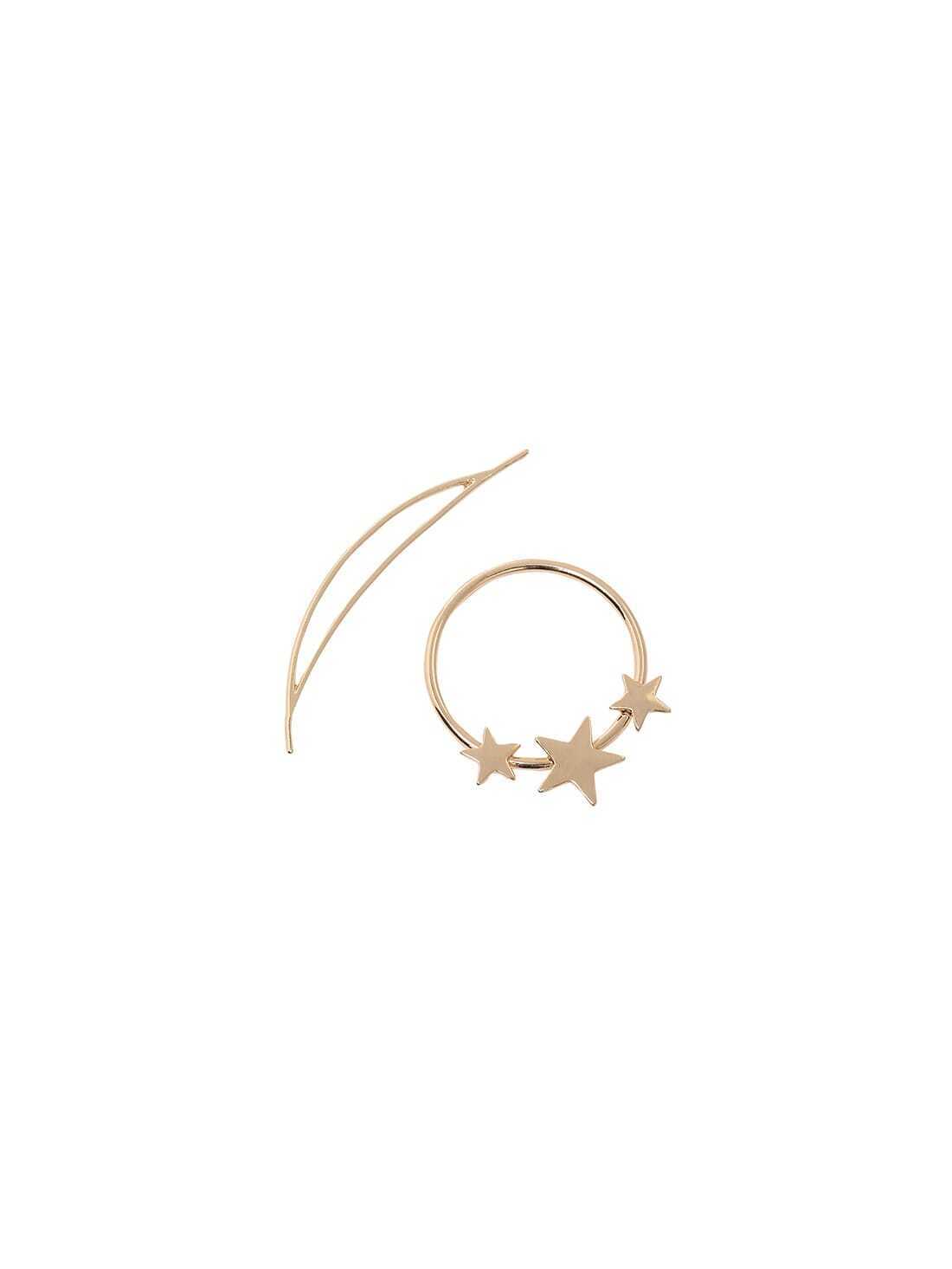 Gold  Pentagramme Shape Hair Jewelry