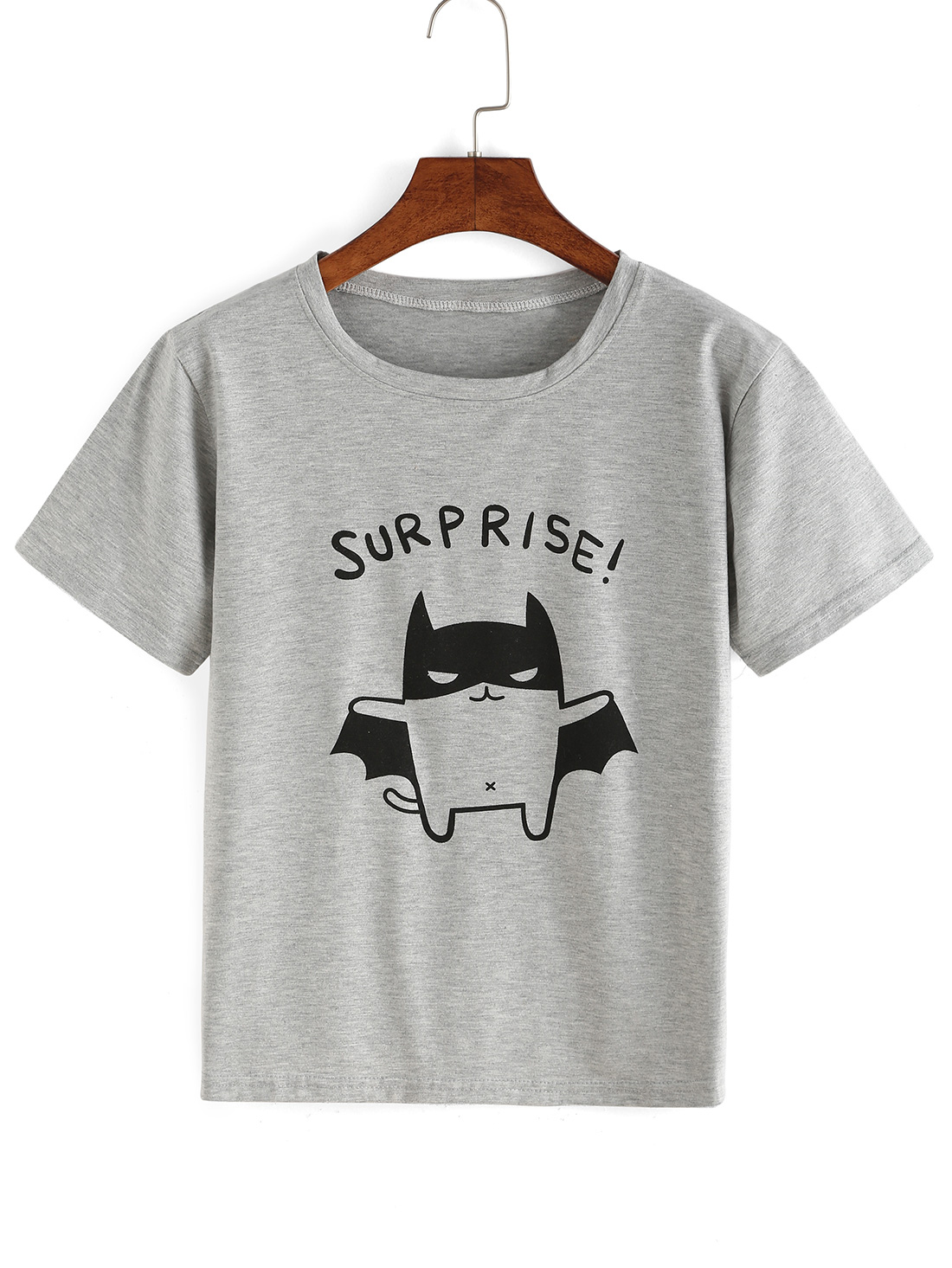 Cartoon Print Grey T-shirt