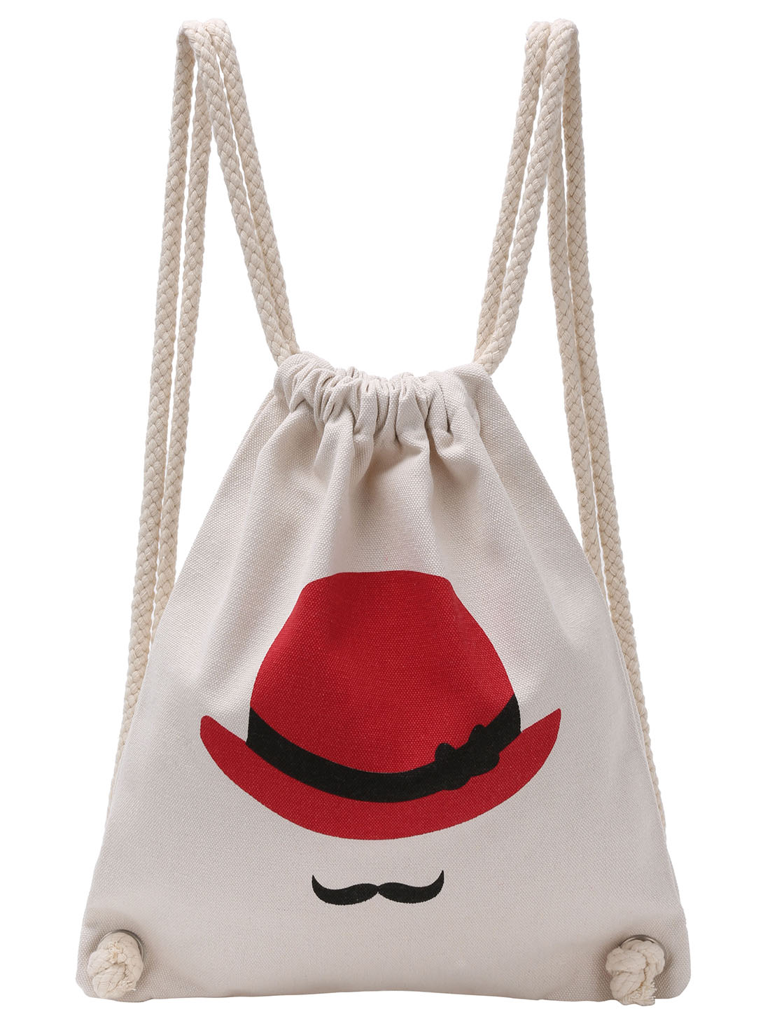 Red Hat Print Canvas Drawstring Bag