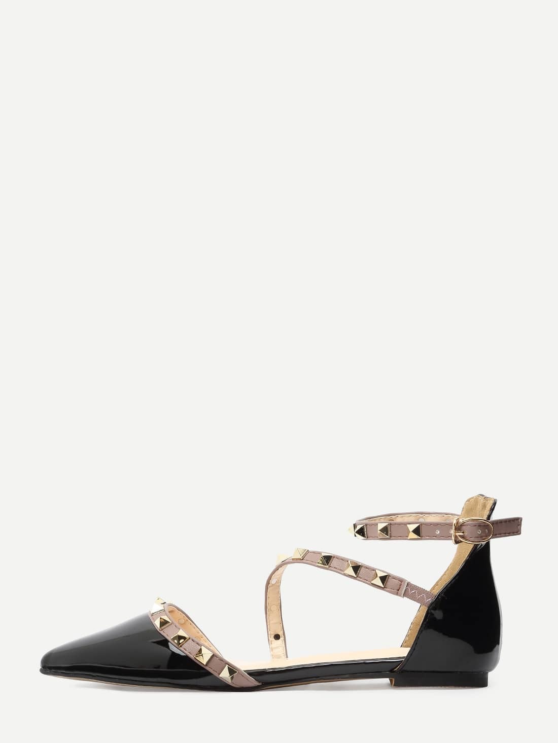 Black Pointed Out Studded Sandals