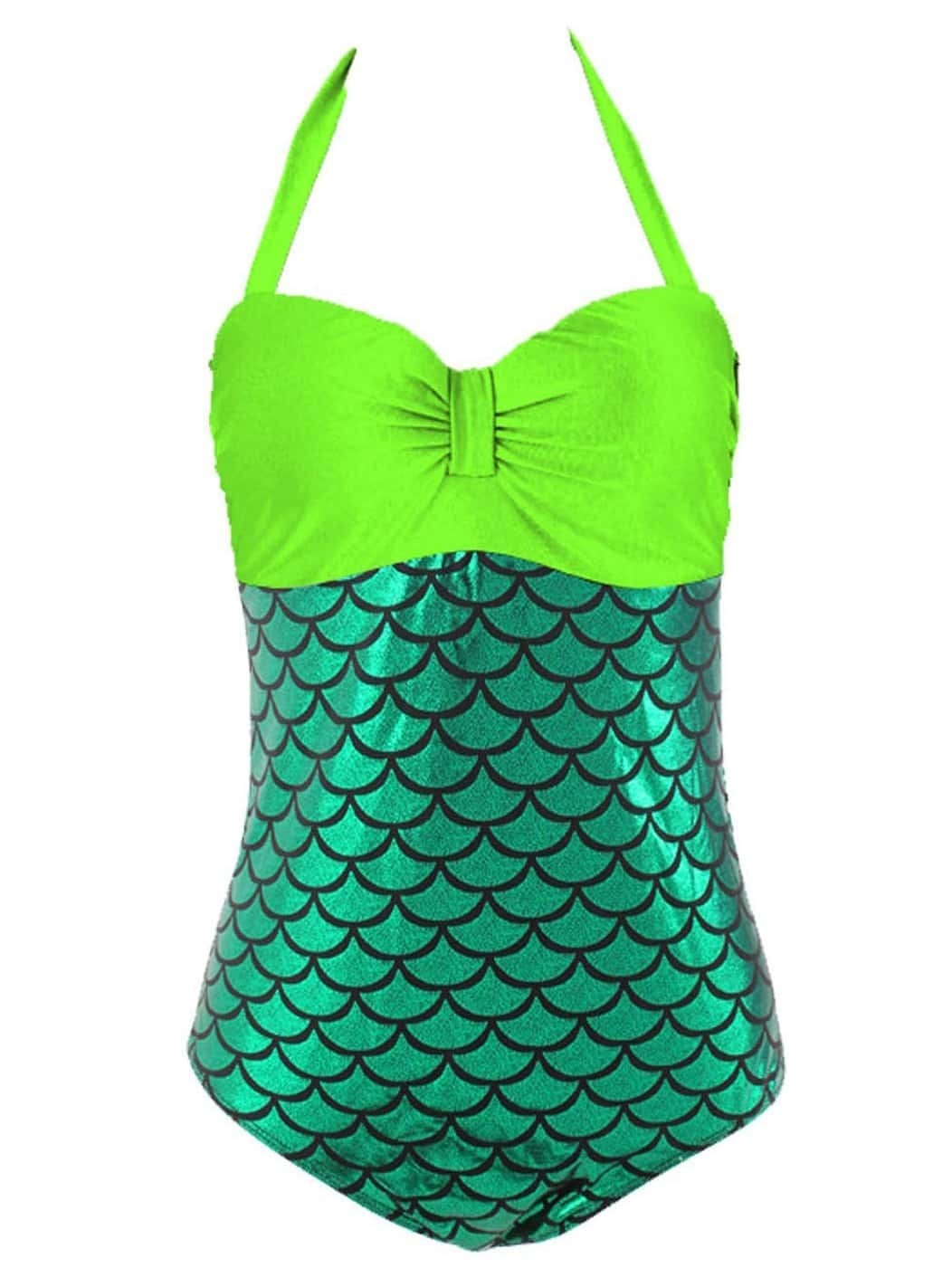 Halter Mermaid One-Piece Swimwear - Green