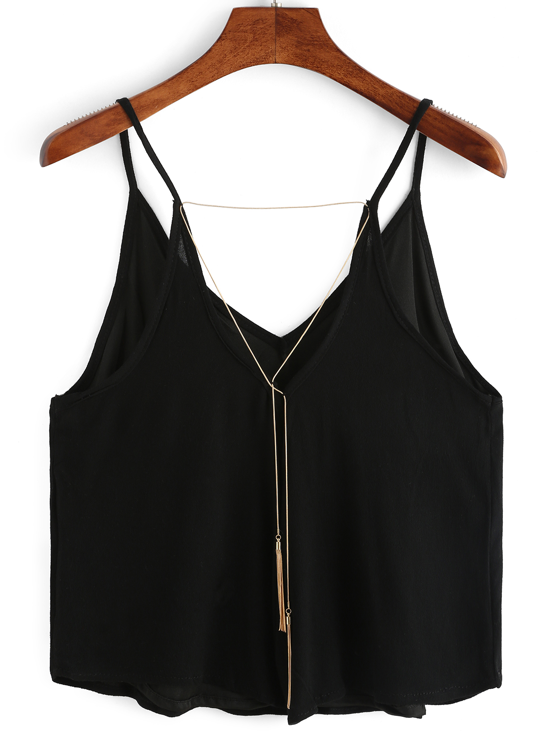 Gold Tassel Chain Embellished Cami Top