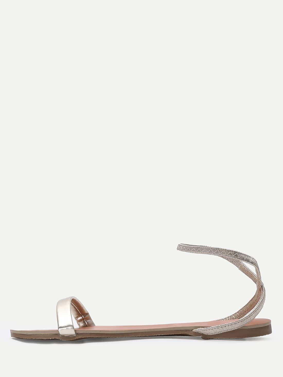 Gold Faux Leather Block Sandals