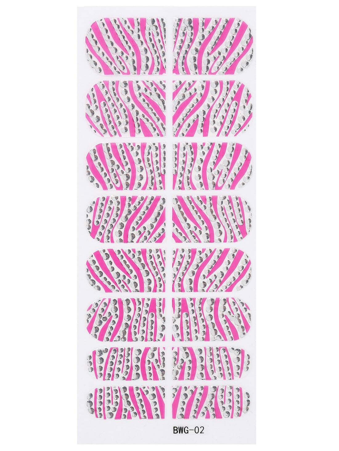 Black Pink Bead Rhinestone Nail Sticker