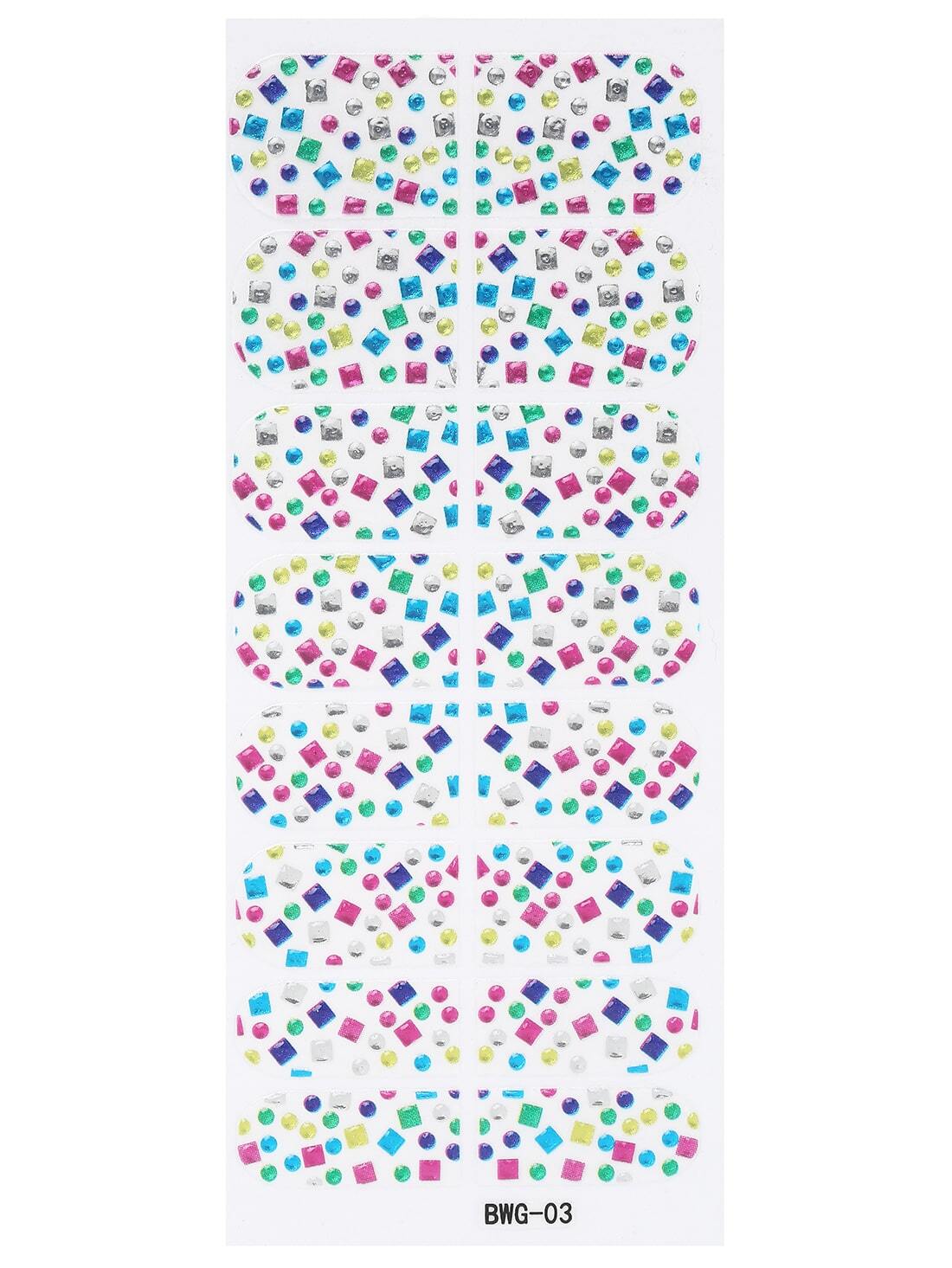 Multicolor Geomectric Rhinestone Nail Sticker