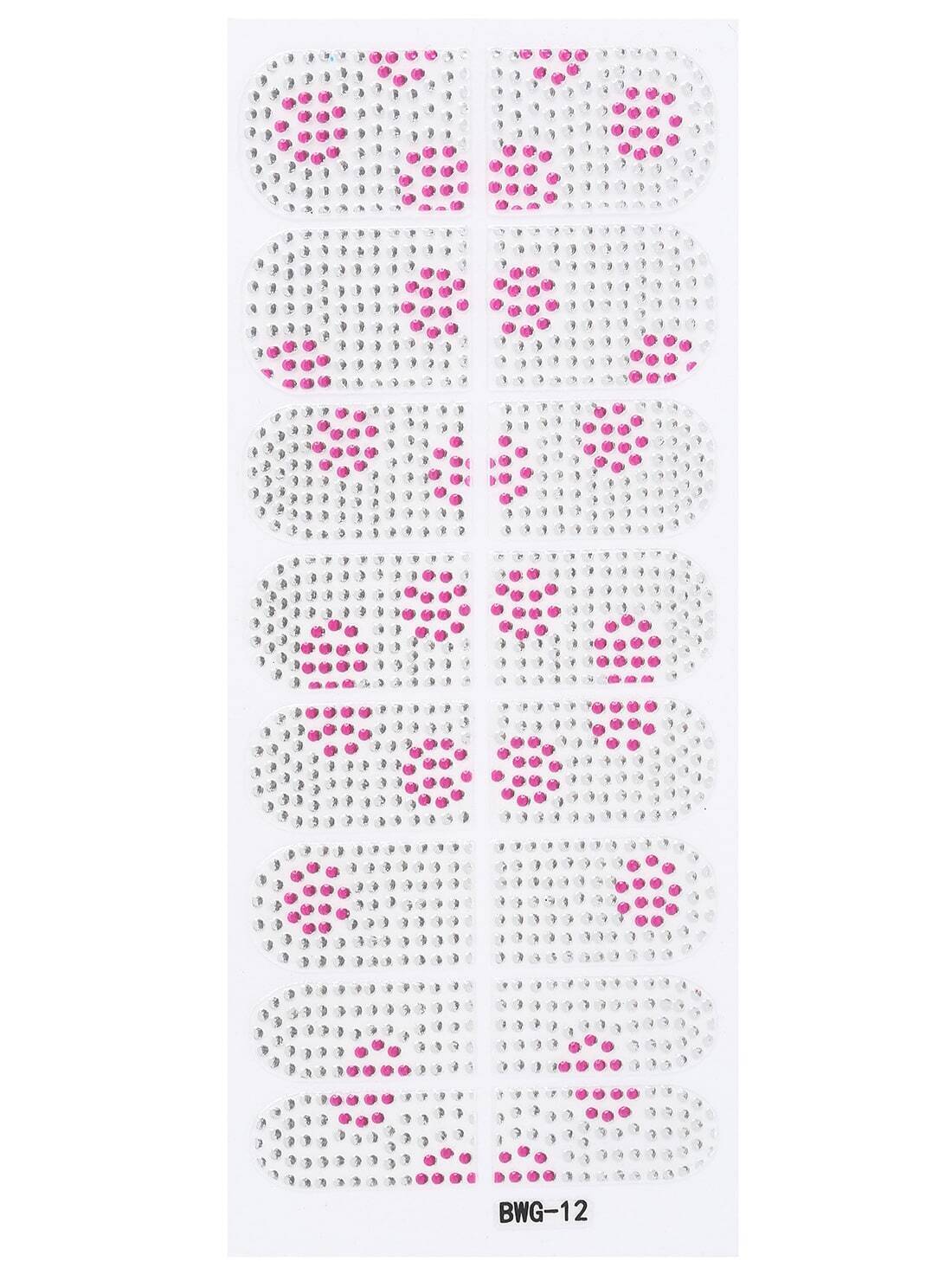 Black Pink circle Bead Rhinestone Nail Sticker