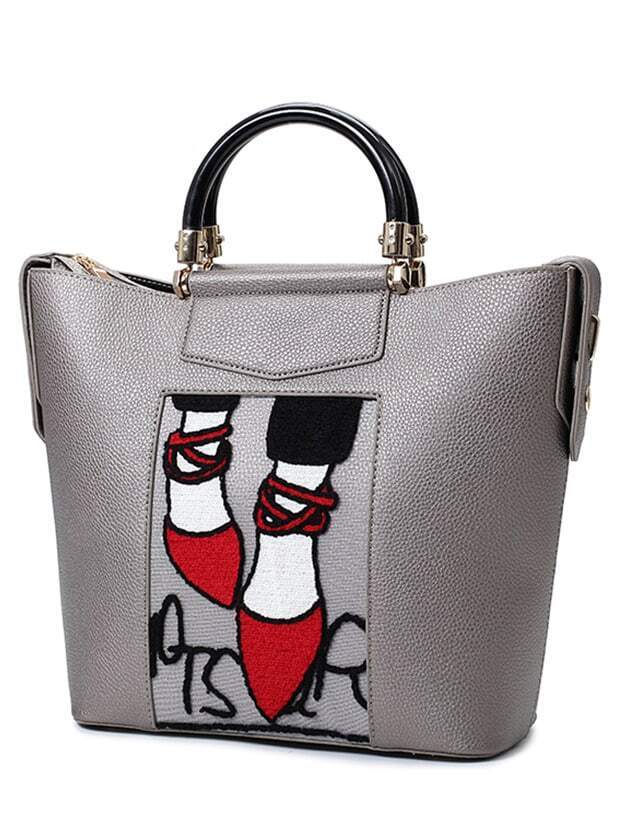 Red Heels Embroidered Tote Bag