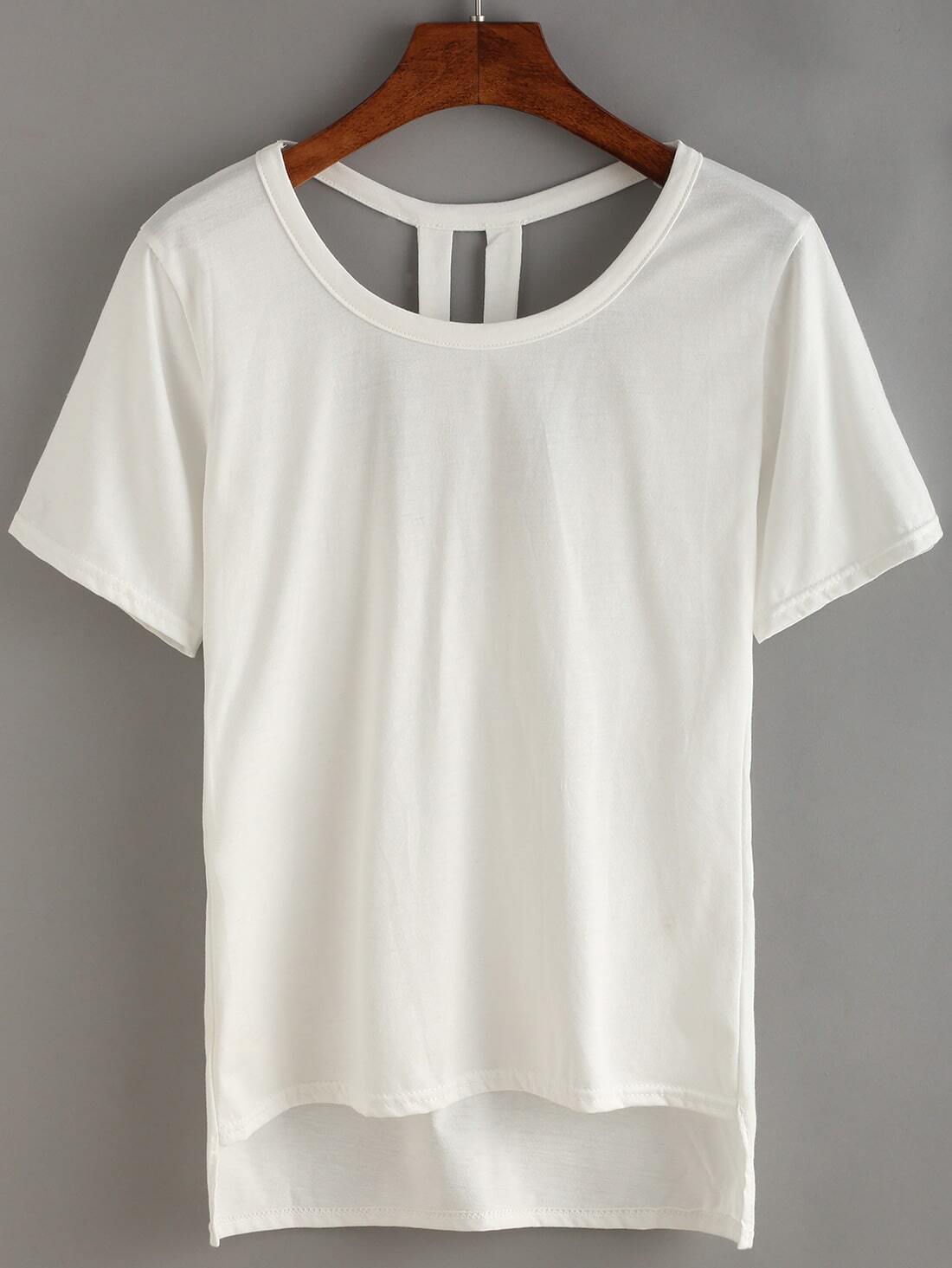 Cutout High-Low T-shirt - White