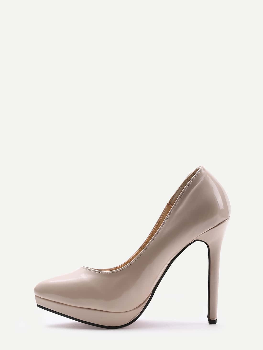 Nude Faux Patent Leather Pumps