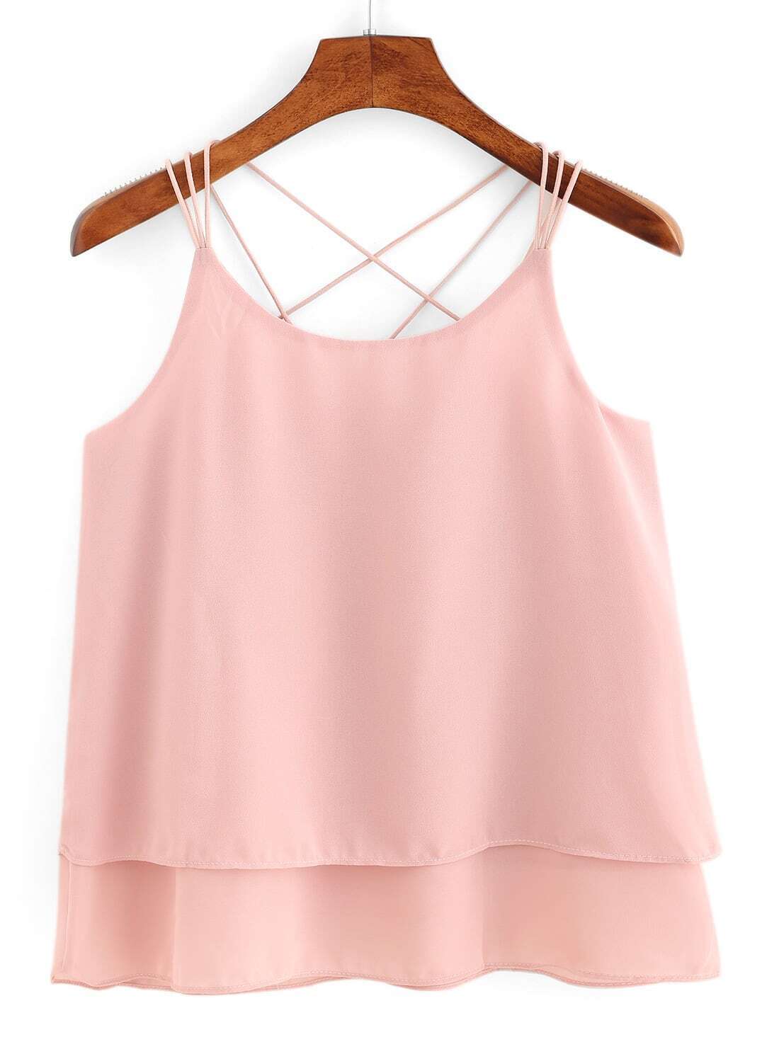 Crisscross Layered Chiffon Cami Top