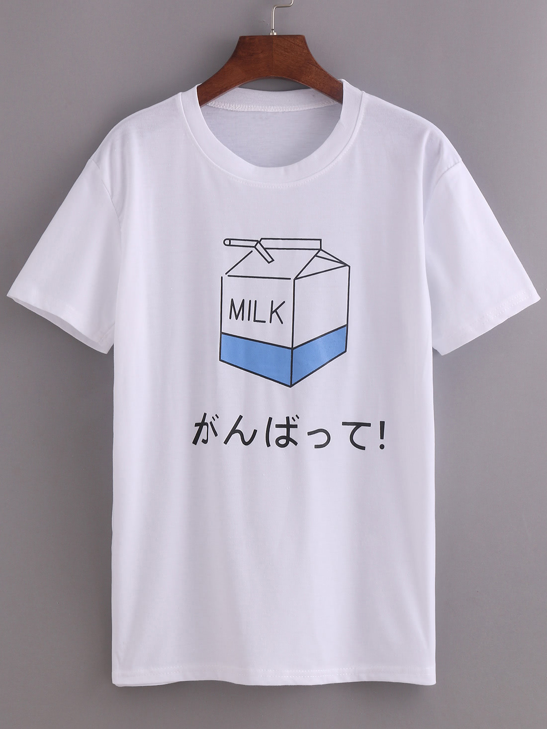 White Milk Print T-shirt