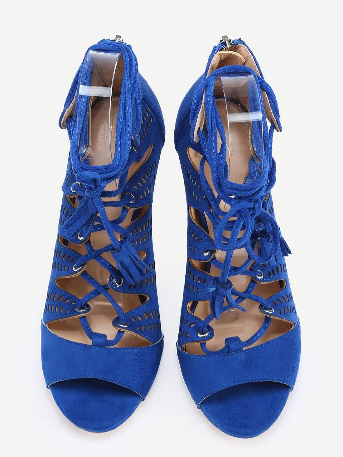 faux suede lace up heels