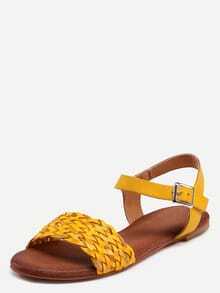 yellow strappy flat sandals