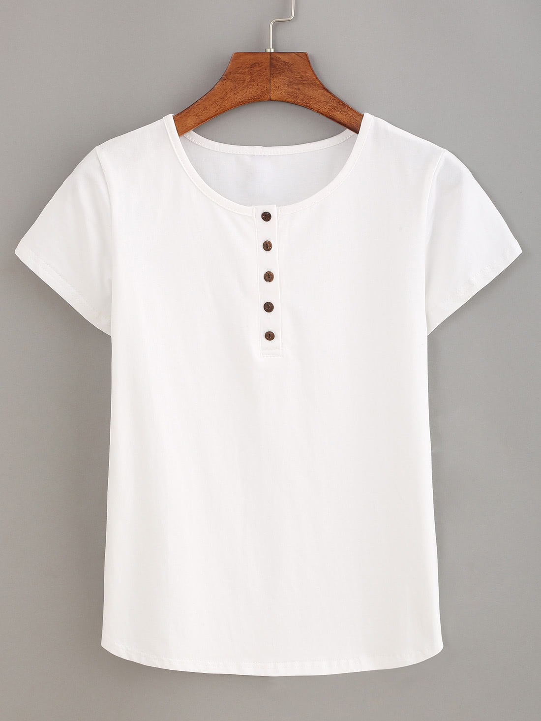 Buttoned Front White T-shirt