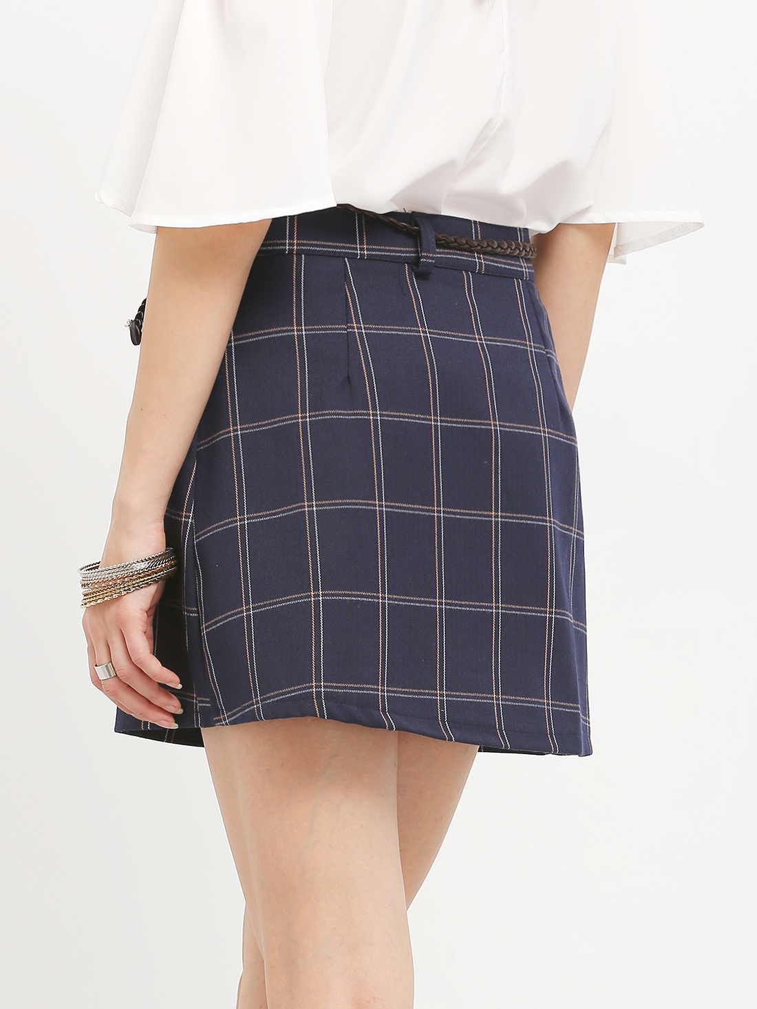 buttoned front plaid skirt shein sheinside buttoned front plaid skirt shein sheinside