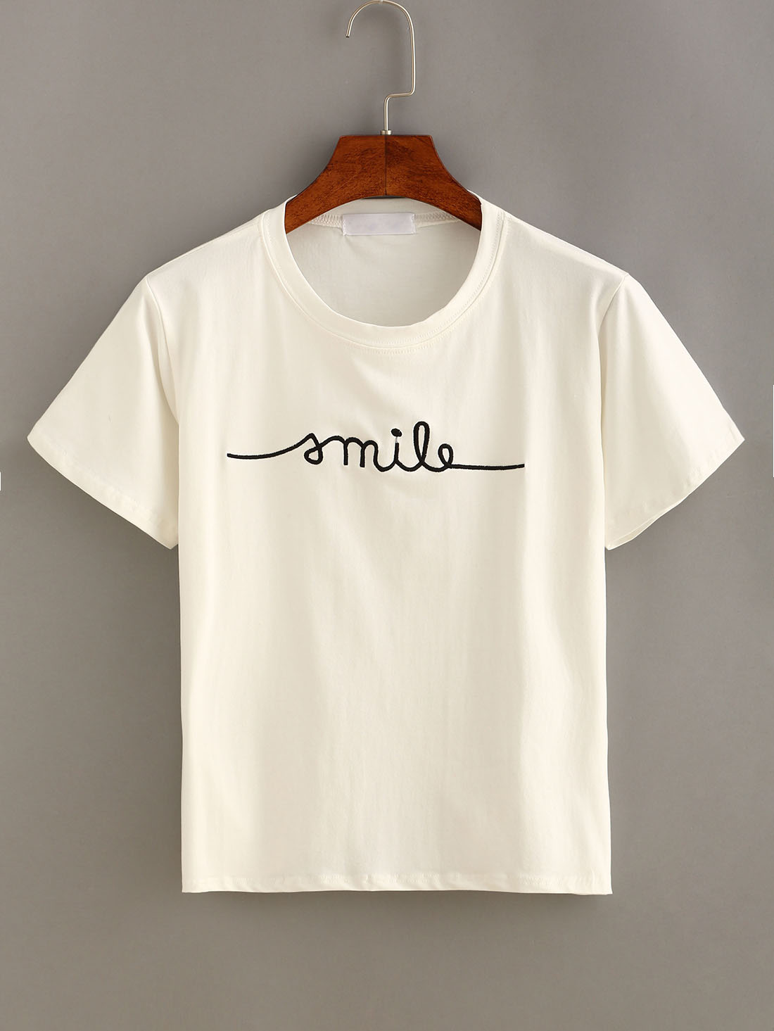 Letter Embroidered Short Sleeve T-shirt