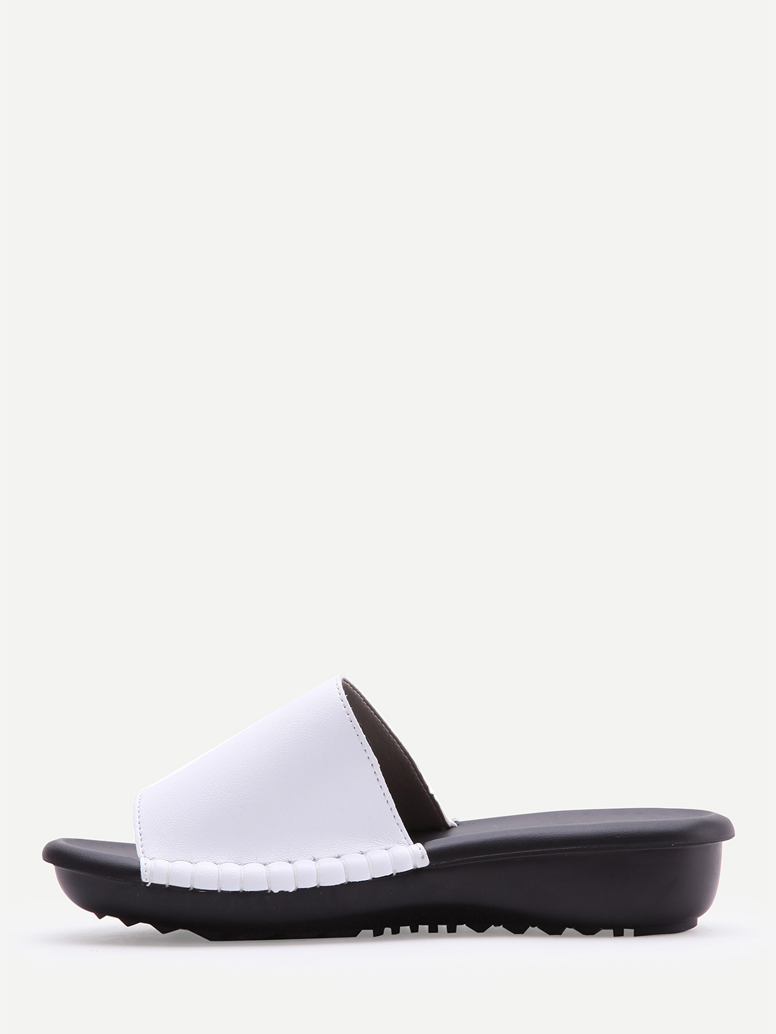 White Faux Leather Mule Slippers