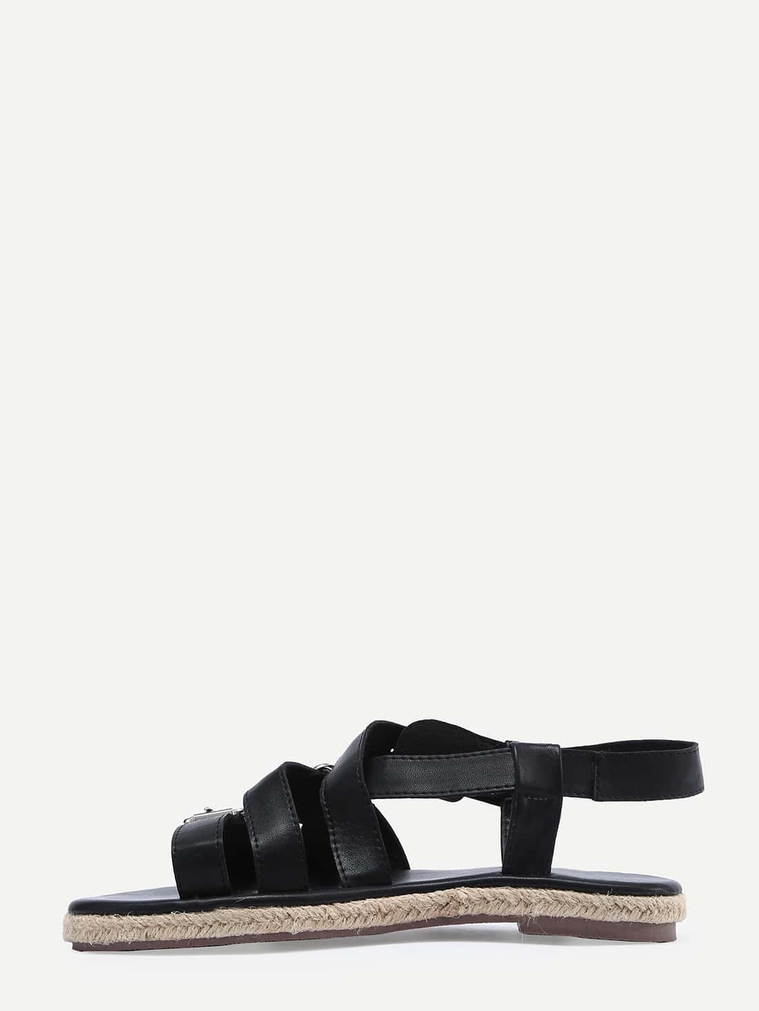 Black Open Toe Espadrille Sandals