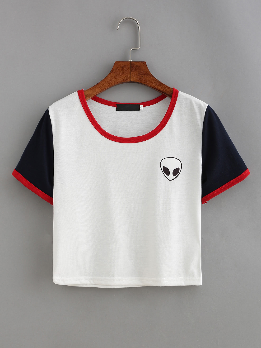 Color Block Alien Print T-shirt