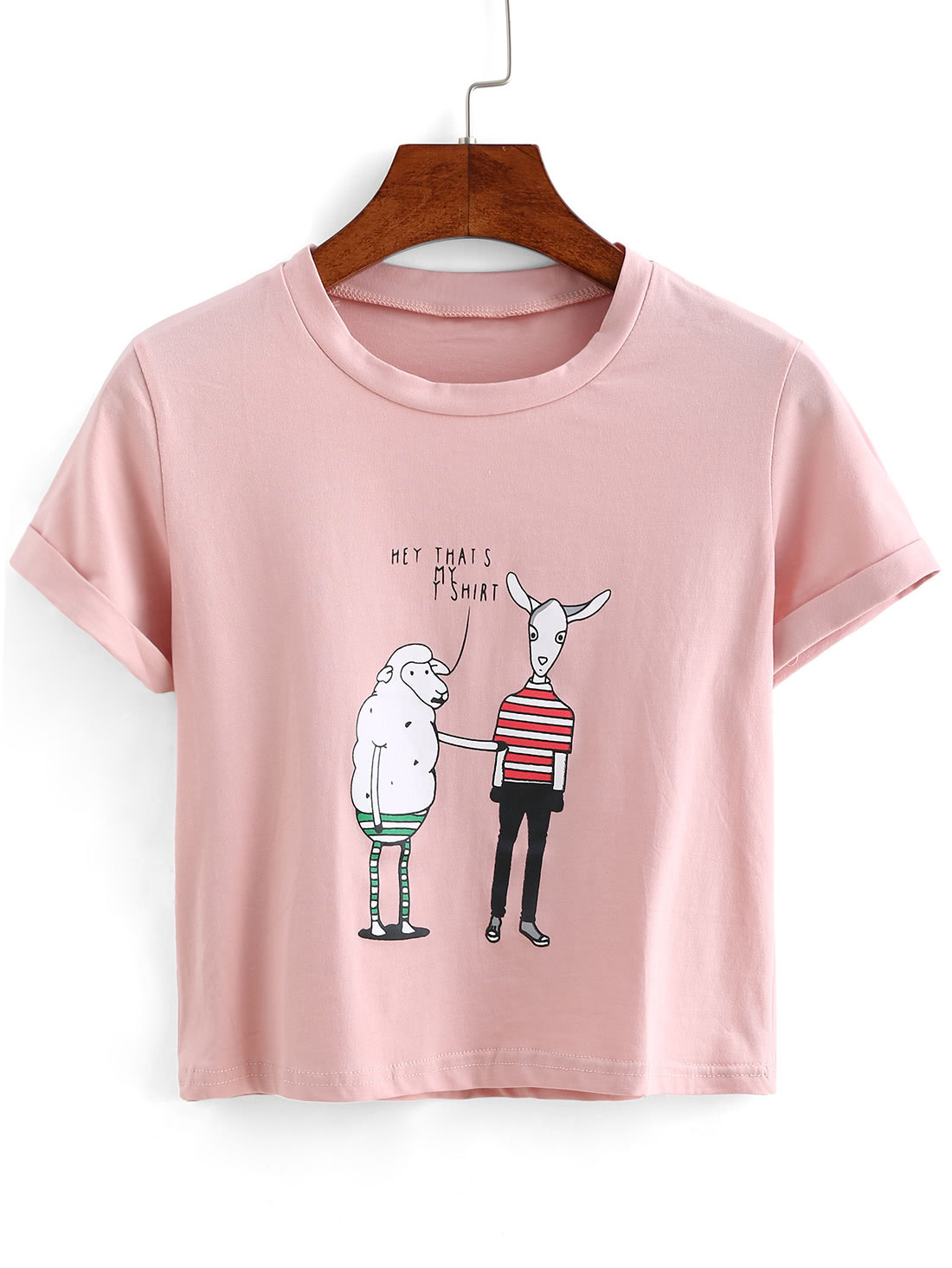 Sheep Print Crop T-shirt