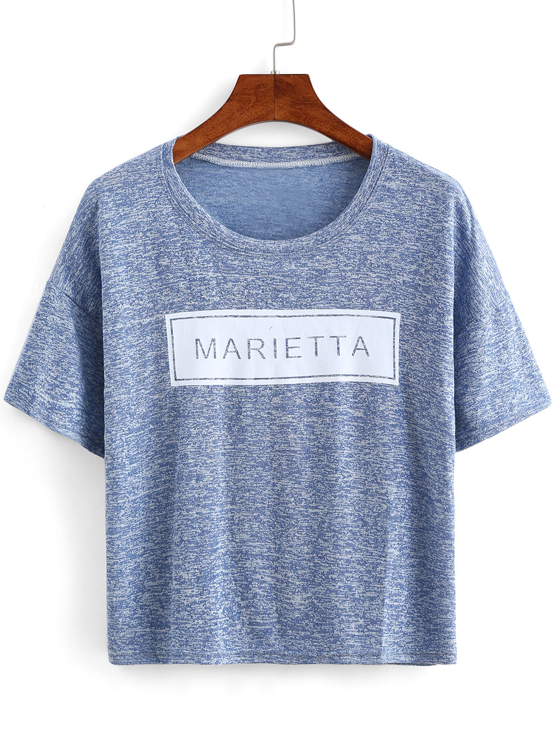 Letter Print Twisted Yarn T-shirt