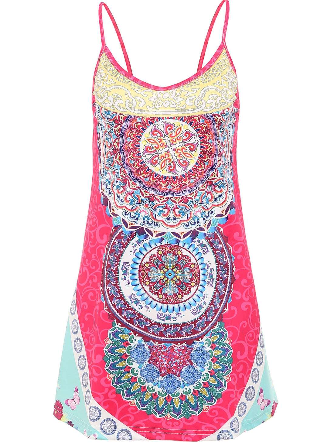 Tribal Print Cami Dress - Pink