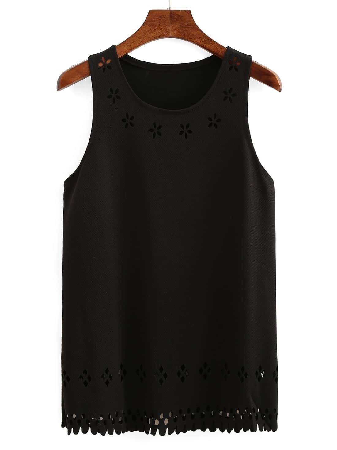 Laser-Cut Tank Top - Black