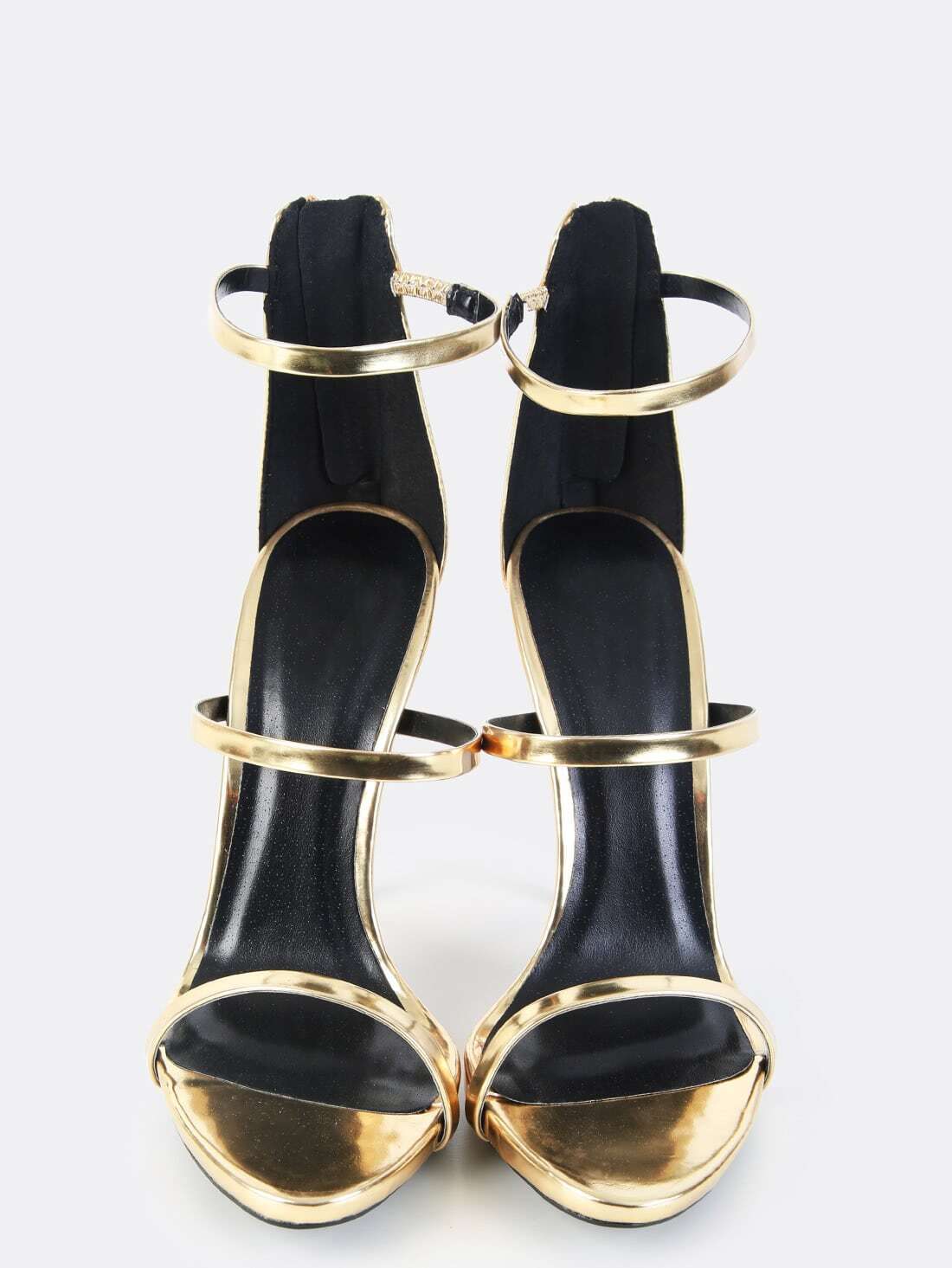metallic gold strap heels