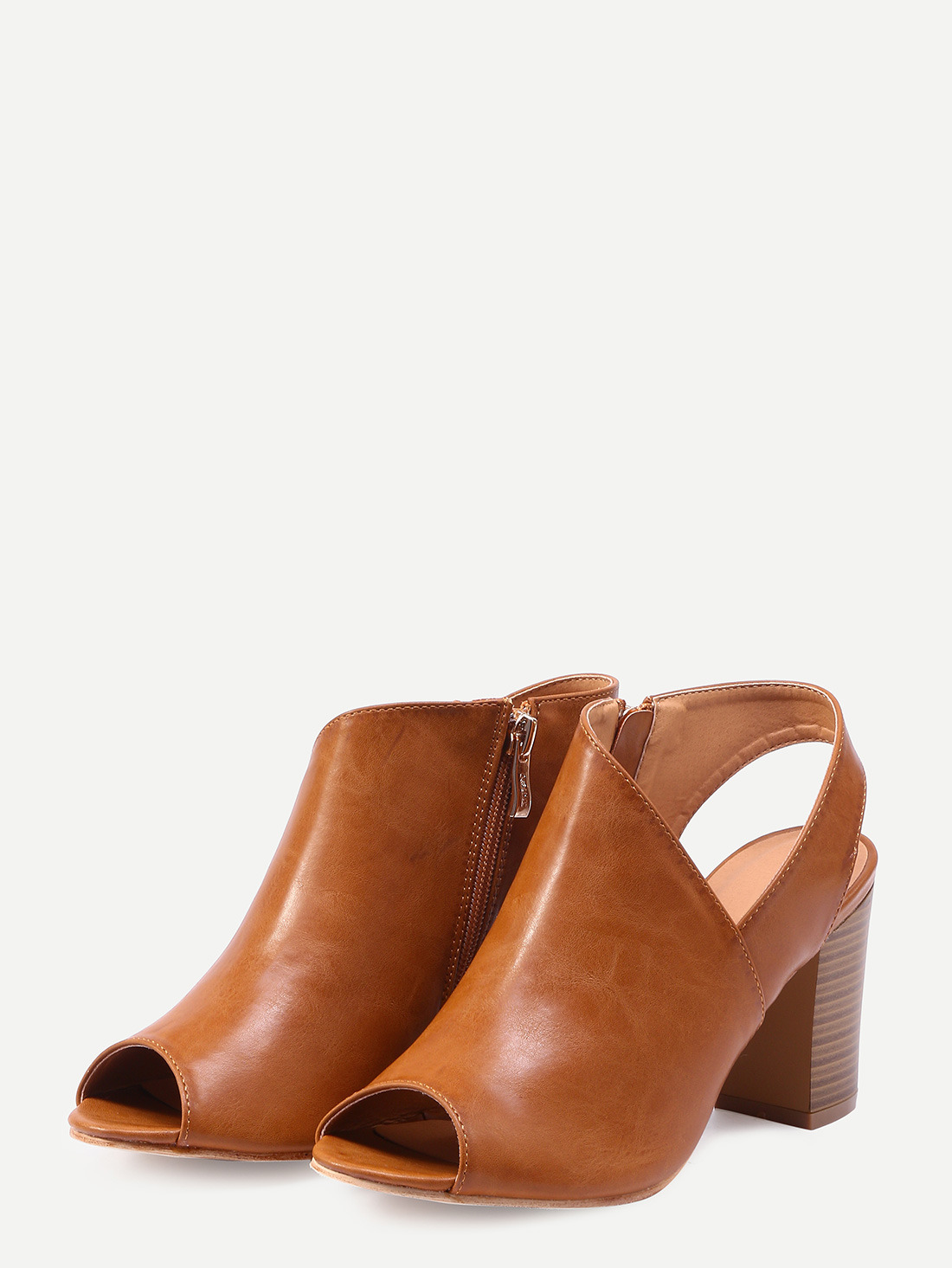stacked heel pumps round toe