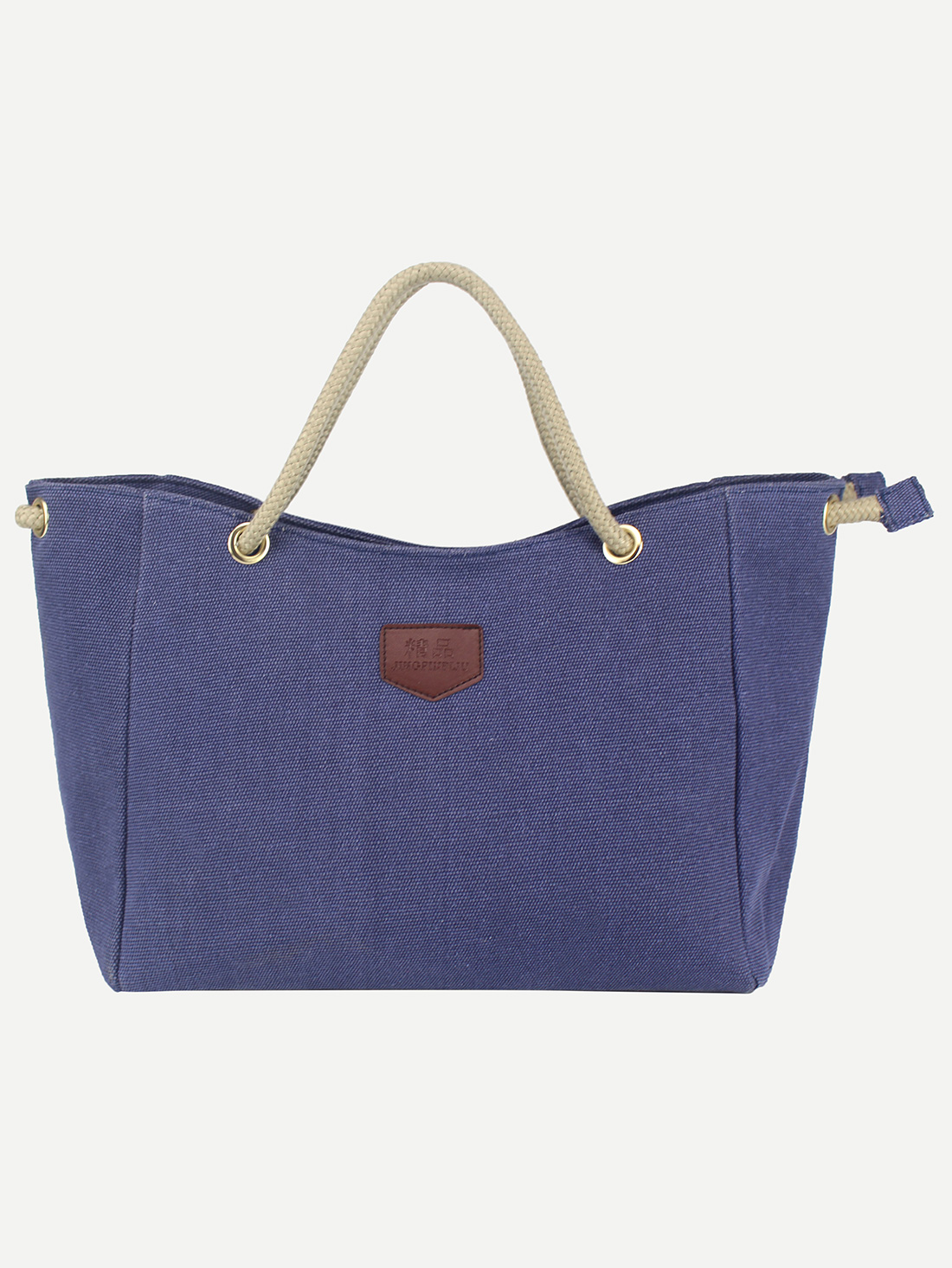 Rope Handle Canvas Tote Bag Blue SheIn(Sheinside)