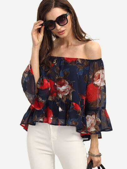 Multicolor Floral Off The Shoulder Blouse