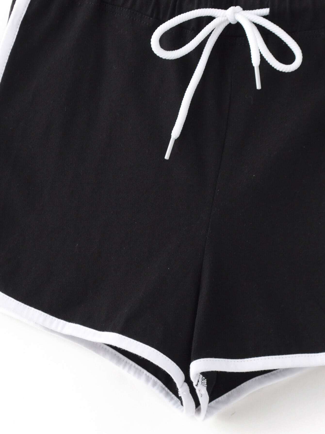 Black Elastic Waist Sport Shorts SheIn(Sheinside)