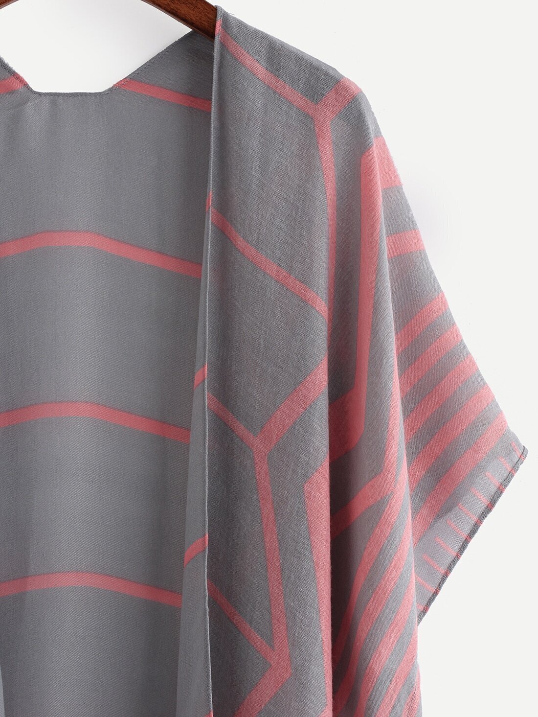 Grey Geometric Print Kimono SheIn(Sheinside)